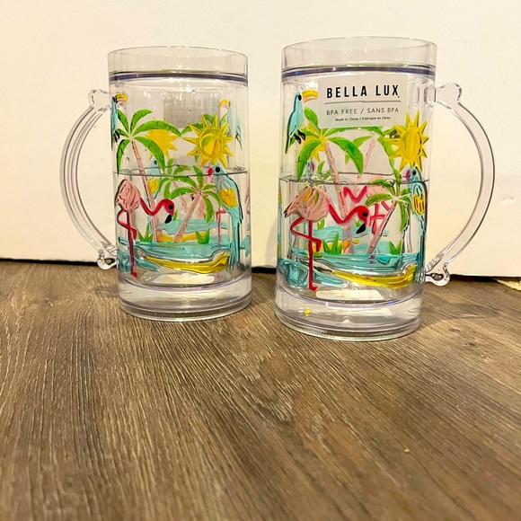 Bella Lux Other - SOLD! Super Cute Bella Lux Flamingo Freezer Mugs- Set of 2- NWT